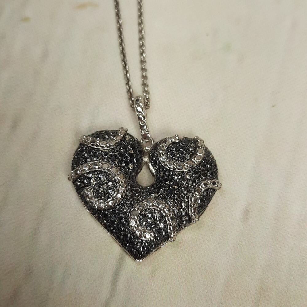 Silver Heart Pendant on Silver Chain Necklace Thai FAS Fused Alloyed Silver